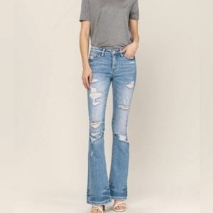 Vervet Blue Distressed Flare Jeans size: 28